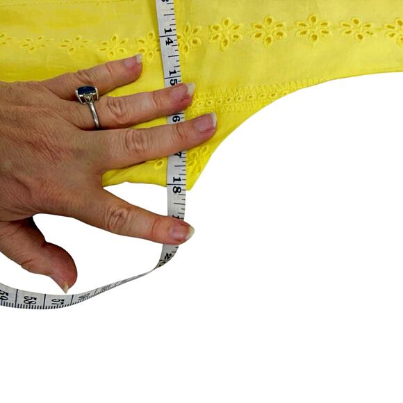 Draper James Lemon Yellow Eyelet Lined Sleeveless Summer Dress Button Front MED - Picture 8 of 8